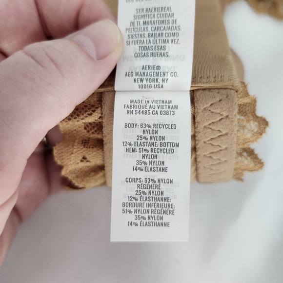 Aerie Womens Lace Bralette Size XL Nude Tan Triangle Adjustable‎ Coquette - Picture 7 of 7